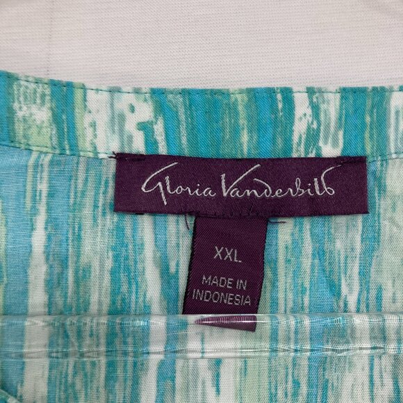 Gloria Vanderbilt size XXL Blue Abstract Split Neck Ultra Soft Comfy Popover Top - Picture 2 of 9
